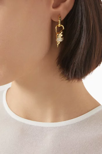 The Seashell Charm Earrings in Gold-plated Brass