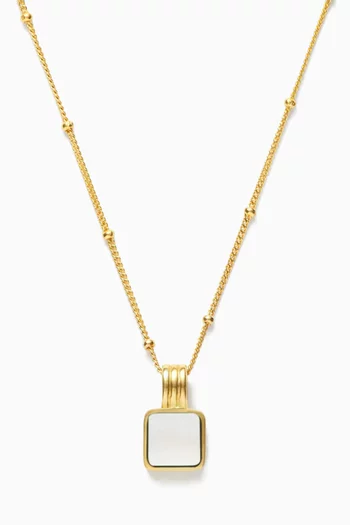 x Lucy Williams Pearl Square Charm Necklace in 18kt Gold Vermeil