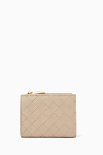 Intrecciato Small Bi-Fold Wallet in Leather