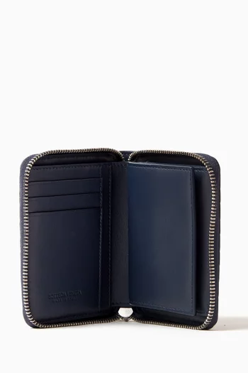 Stamp Compact Zip-around Wallet in Embossed Leather