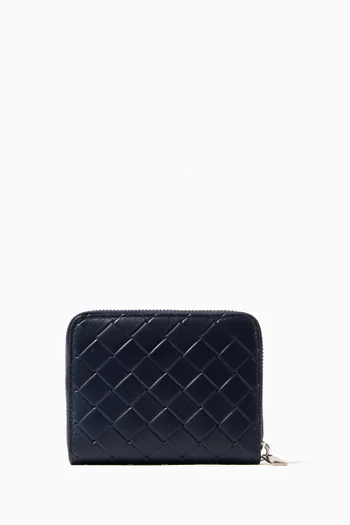 Stamp Compact Zip-around Wallet in Embossed Leather