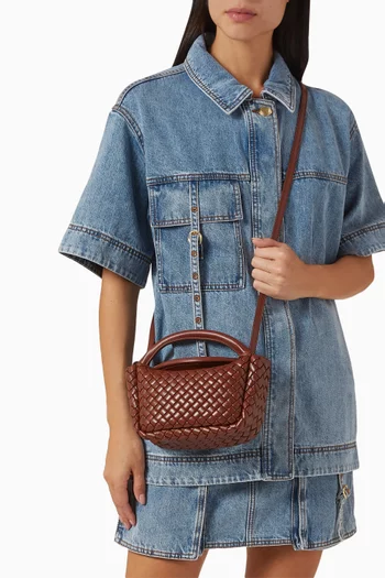 حقيبة كوبل صغيرة بيد علوية جلد مجدول