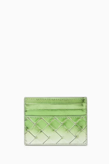 Credit Card Case Laminated Intrecciato Leather