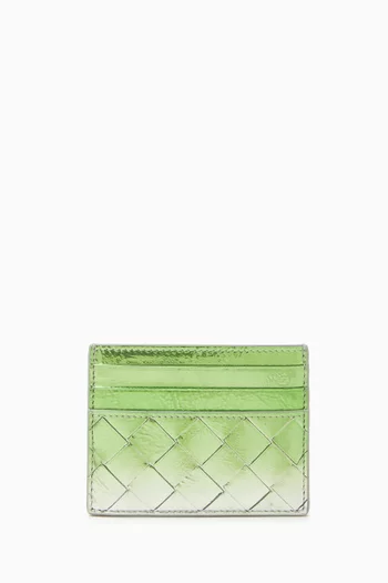 Credit Card Case Laminated Intrecciato Leather
