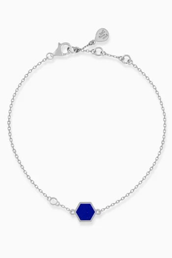Hive Diamond & Lapis Bracelet in 18kt White Gold
