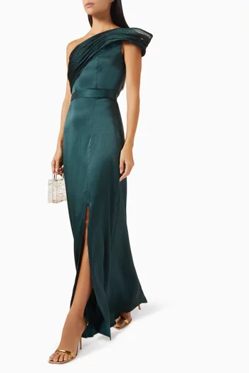 One-shoulder Dress in Crepe