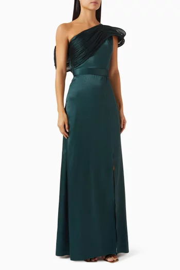 One-shoulder Dress in Crepe