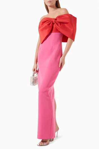 Kace Bow Strapless Gown in Crepe