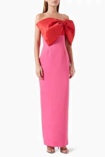 Kace Bow Strapless Gown in Crepe