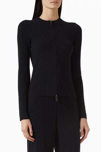 Bomber Zip Sweater in Cashmere