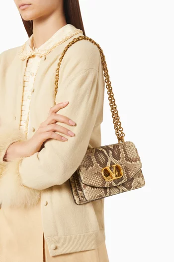 Small Vain Python Shoulder Bag in Leather