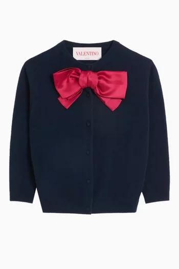 Bow Knit Cardigan in Virgin Wool