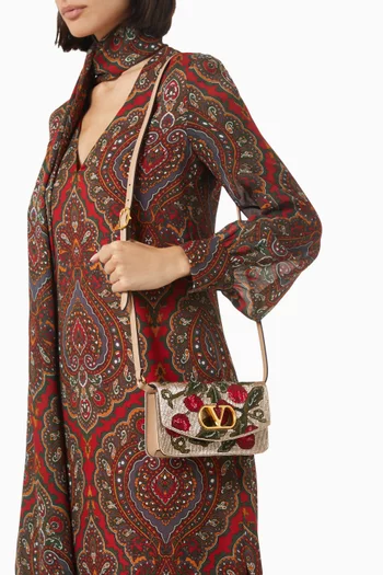 Vain Cherryfic Embroidered Shoulder Bag in Leather