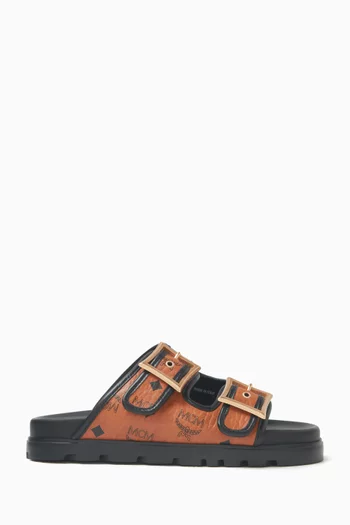 Slide Sandals in Visetos Canvas