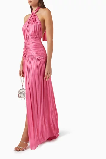 Mariya Halterneck Gown in Lurex Georgette