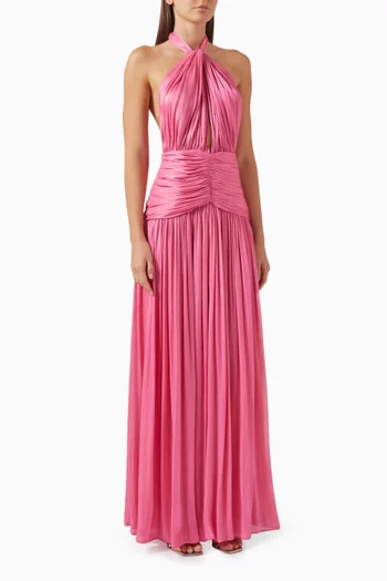 Mariya Halterneck Gown in Lurex Georgette