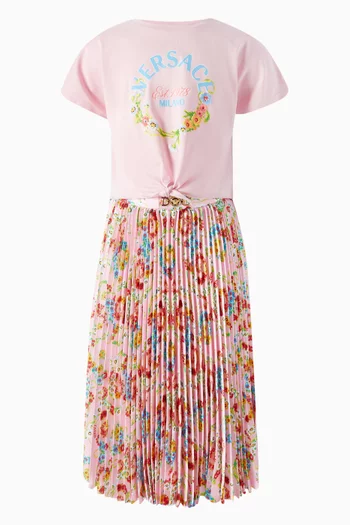 Barocco Floral Printed Skirt in Poly Twill