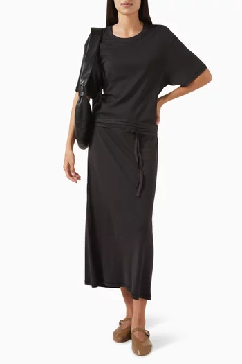 Belted T-shirt Maxi Dress in Cotton