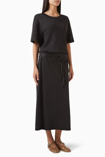 Belted T-shirt Maxi Dress in Cotton