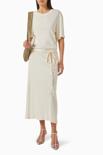 Belted T-shirt Maxi Dress in Cotton