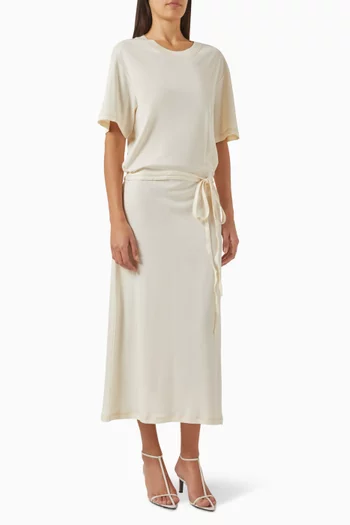 Belted T-shirt Maxi Dress in Cotton