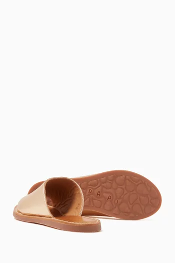 Curv Mule Slides in Metallic Leather