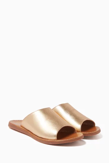 Curv Mule Slides in Metallic Leather