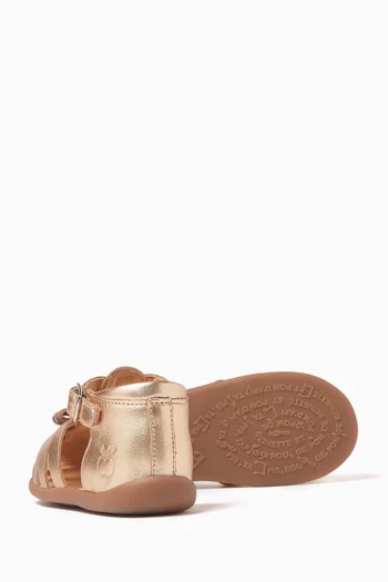 Cut Out Sandals in Metallic Leather