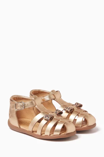 Cut Out Sandals in Metallic Leather