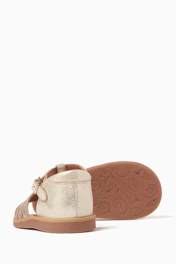 Ananas Sandals in Metallic Leather