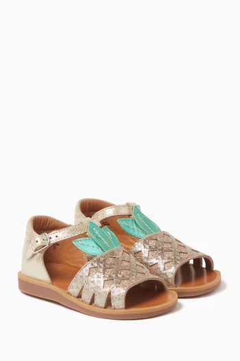 Ananas Sandals in Metallic Leather