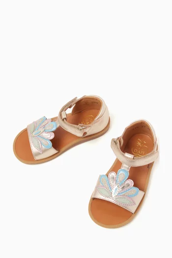 Poppy Fire Sandals in Metallic Leather