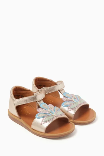 Poppy Fire Sandals in Metallic Leather