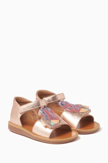 Poppy Papillon Sandals in Metallic Leather