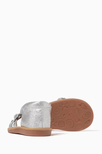Poppy Glitter Sandals in Metallic Leather