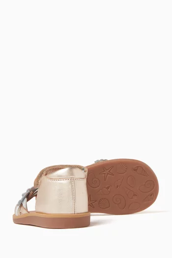 Poppy Glitter Sandals in Metallic Leather