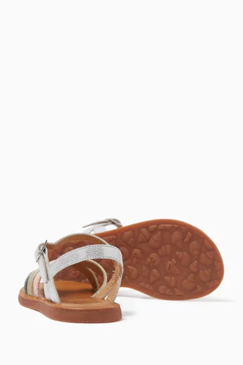 Plagette Oto Sandals in Metallic Leather