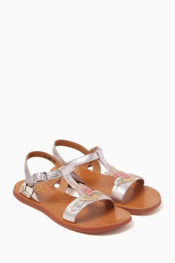 Plagette Hummingbird Sandals in Metallic Leather