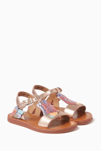 Plagette Butterfly Sandals in Metallic Leather