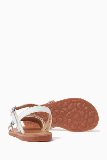 Plagette Floral Sandals in Leather