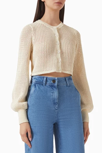 Tori Blouson Cardigan in Crochet