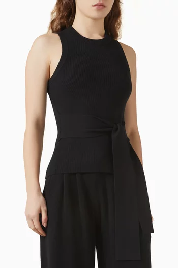 Racer Tie Neck Top in Rayon-blend