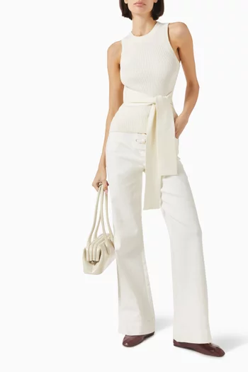 Molly Ribbed Tie Tank Top in Rayon-blend