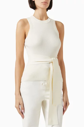 Molly Ribbed Tie Tank Top in Rayon-blend