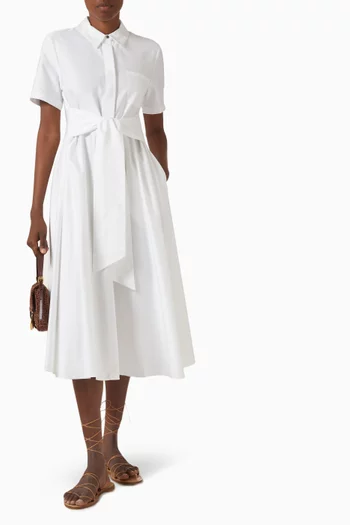 Megan Tie-front Midi Shirtdress in Cotton