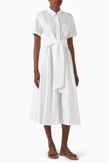 Megan Tie-front Midi Shirtdress in Cotton