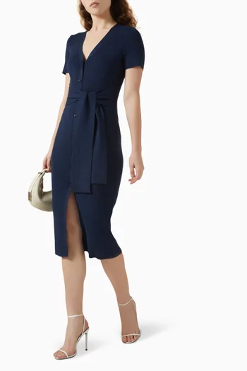 Agnes Cardigan Midi Dress in Ribbed-knit