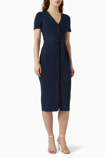 Agnes Cardigan Midi Dress in Ribbed-knit