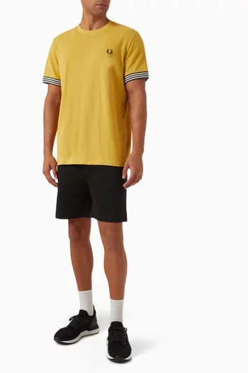 Striped Cuff T-shirt in Cotton Piqué