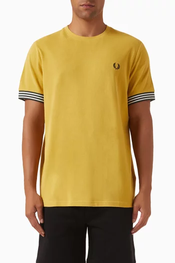 Striped Cuff T-shirt in Cotton Piqué